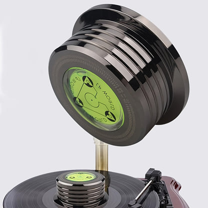 High-Precision 50Hz Vinyl Record Stabilizer made of Aluminum Alloy with Bubble Level for Enhanced Sound Quality & Stability. Ideal for DJs, No Battery Required.