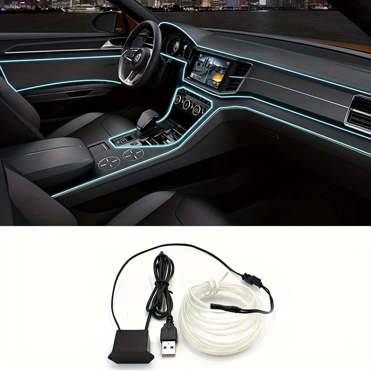 3M/5M LED smart interior decorative lights, no wiring required, USB-driven atmosphere lights for car decoration, holiday parties, and birthdays.