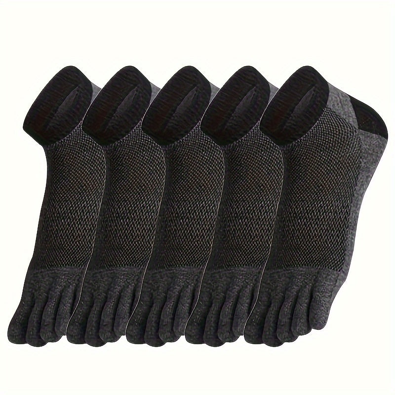 5 pairs of men's anti odor split toe low cut socks, ideal for daily and outdoor wear in spring and summer.