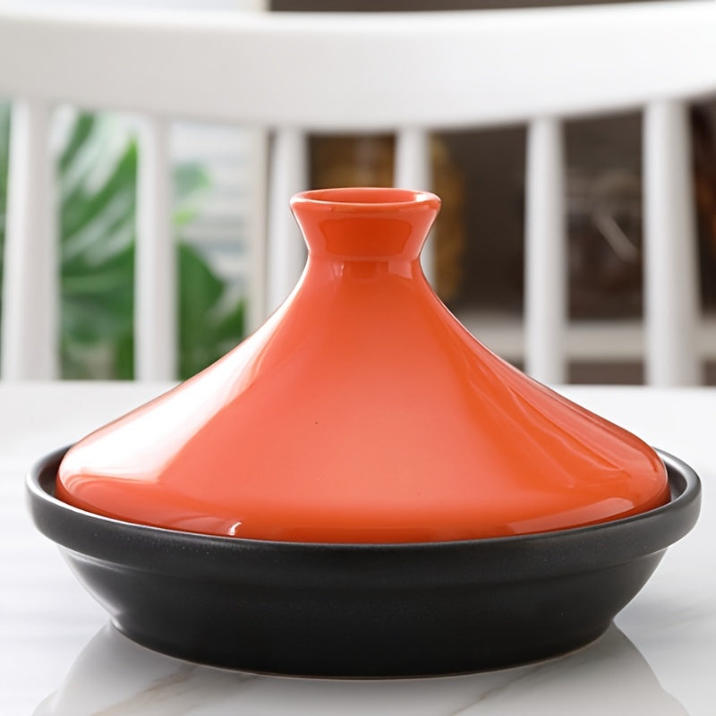 Traditional Moroccan Tajine Pot with Ceramic Lid and Enameled Cast Iron Base, Suitable for Gas Stovetops, Perfect for Cooking Delicious Meals