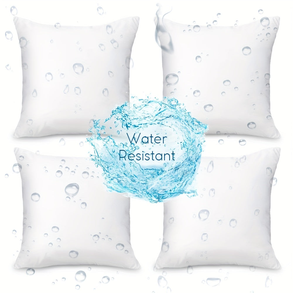 1 box of 4 waterproof outdoor throw pillow cores, white with zipper, perfect for courtyard or indoor use.