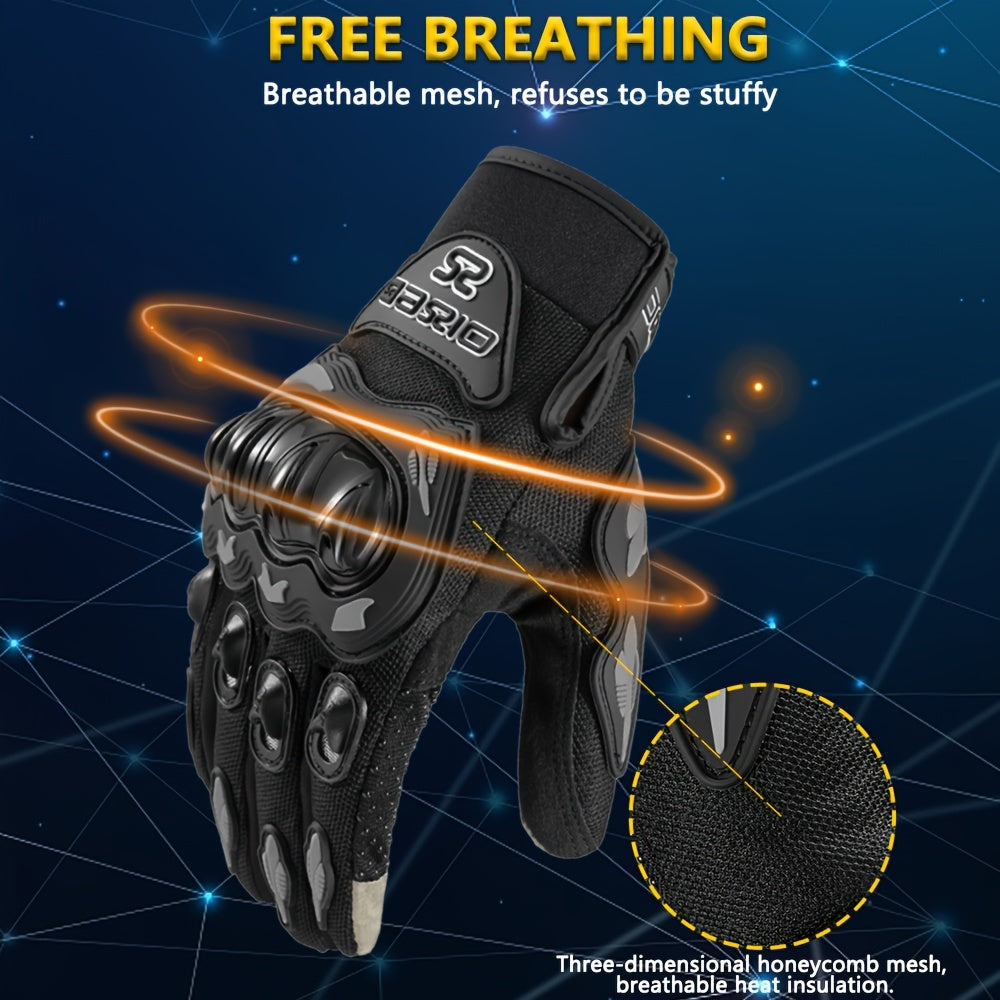 Breathable, anti-fall motorcyclist gloves for men and women, with touch screen capability.