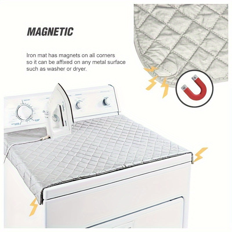 Portable Gray Ironing Board Pad, Flower Circle Dryer Heat Resistant Pad, Thickened Silvery Coated Ironing Board Replacement with Magnetic Ironing Pad - 83.82cm X 45.72cm. Ideal for Travel, Hotel or Dormitory Use. Perfect for Desktop Ironing.