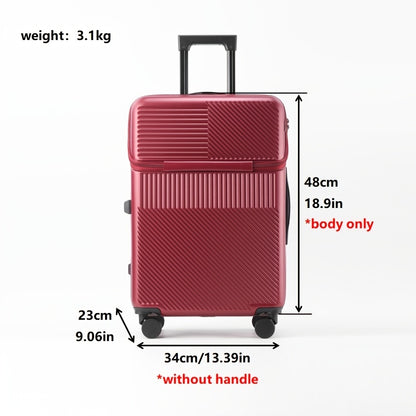 20-inch cabin suitcase with USB charging port, multi compartments, and front opening. Ideal for storing and protecting photography accessories and electronic equipment. Available in black