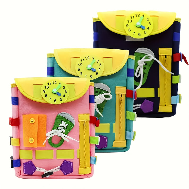 Busy Backpack is a learning activity pack for ages 0-3 with buckles and zippers, educational games, colorful felt materials, and perfect for Halloween, Christmas, and birthday gifts.