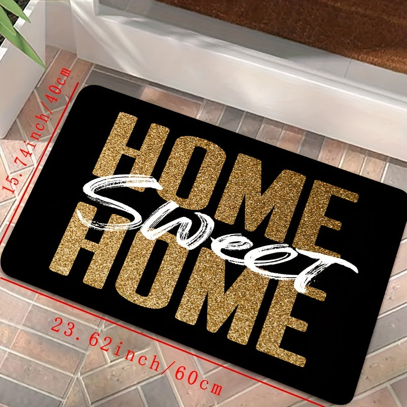 Welcome guests to your home in style with the Home Sweet Home Doormat. This non-slip, machine washable rug is lightweight and features a low pile, making it perfect for entryways, kitchens, living rooms, bathrooms, and bedrooms. Made of durable