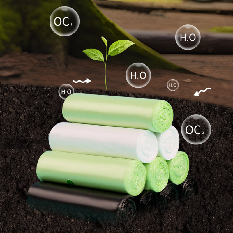 100-Pack of ROMLICEN Large Biodegradable Garbage Bags, measuring 39.88x50.04 cm each. Made from durable Polyethylene, these bags are disposable and suitable for managing waste in the kitchen, bathroom, living room, and office.