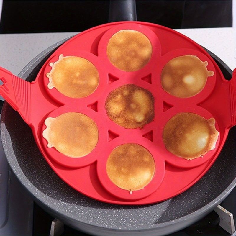 1pc Silicone Pancake & Egg Mold, 7-Hole Nonstick Baking Pan, Easy-Clean Kitchen Gadget for Family & Restaurant-Quality Meals