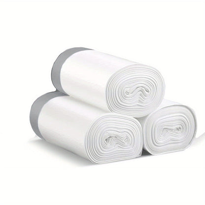 These heavy-duty 4-gallon small drawstring plastic trash bags come in rolls of five, with 75 bags in each roll. They are foldable, leak-proof, and easy to tie, making them perfect for use in bathrooms, restrooms, bedrooms, offices, and toilets. Designed