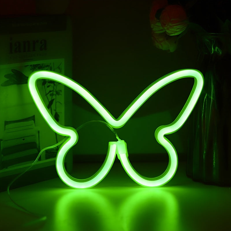 LED butterfly neon sign light for bedroom girls room decoration, USB/battery operated for parties and special occasions.