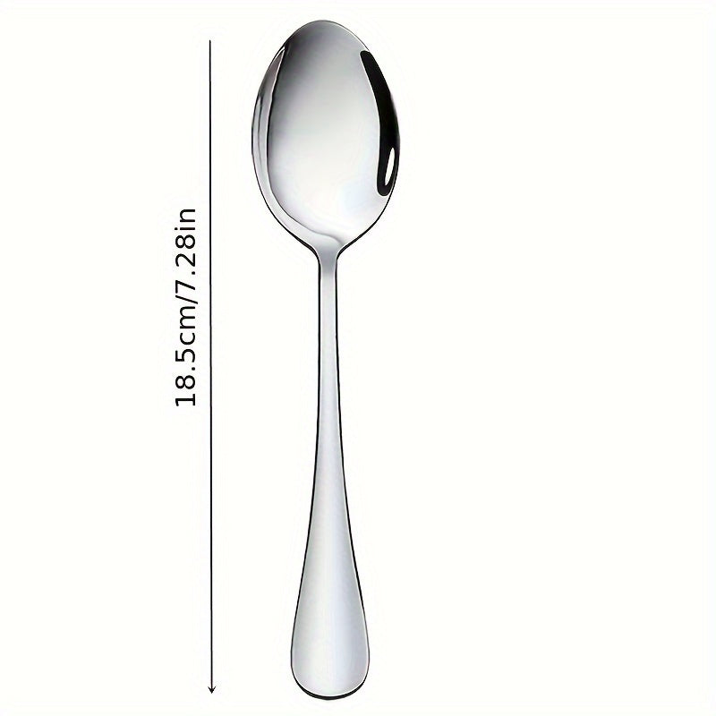 Set of stainless steel dinner spoons, dishwasher safe in 6/12 pieces.