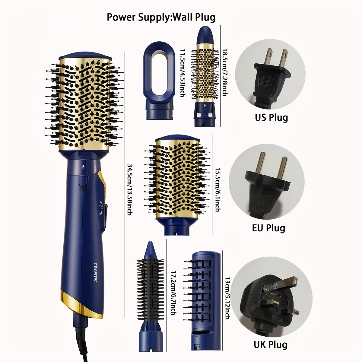 5-in-1 Hot Air Brush with Negative Ion Hair Styler for Drying, Curling, and Straightening Hair