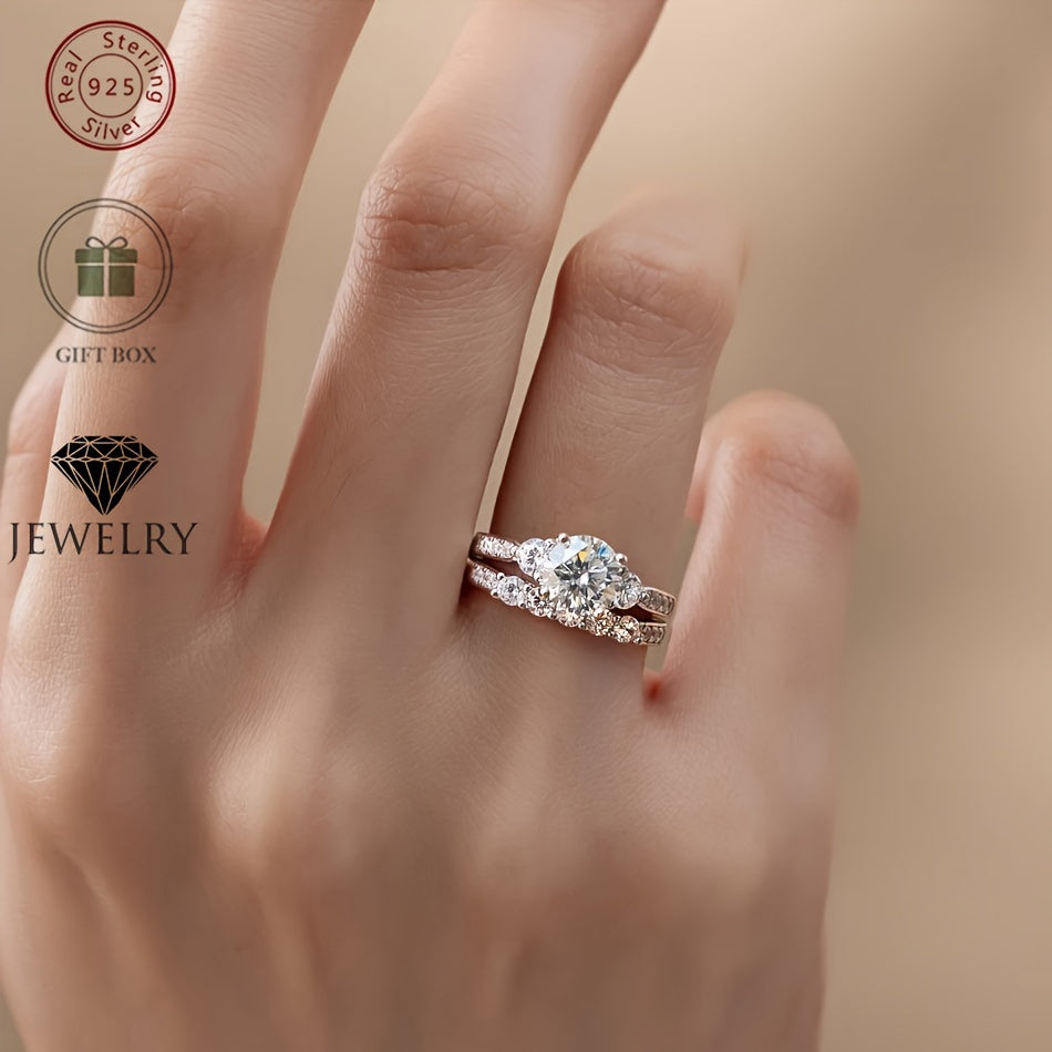 Beautiful WES Elegant 1CT Moissanite Wedding Band crafted from S925 Sterling Silver and 14K Golden Plating. This stunning engagement ring features a closed setting and measures 6.5x6.5mm, weighing 4.32g. Perfect for both daily wear and special wedding