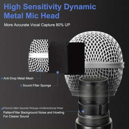 UHF professional handheld dynamic microphone with receiver for amplifier PA system, perfect for karaoke and Eid Al-Adha celebrations.