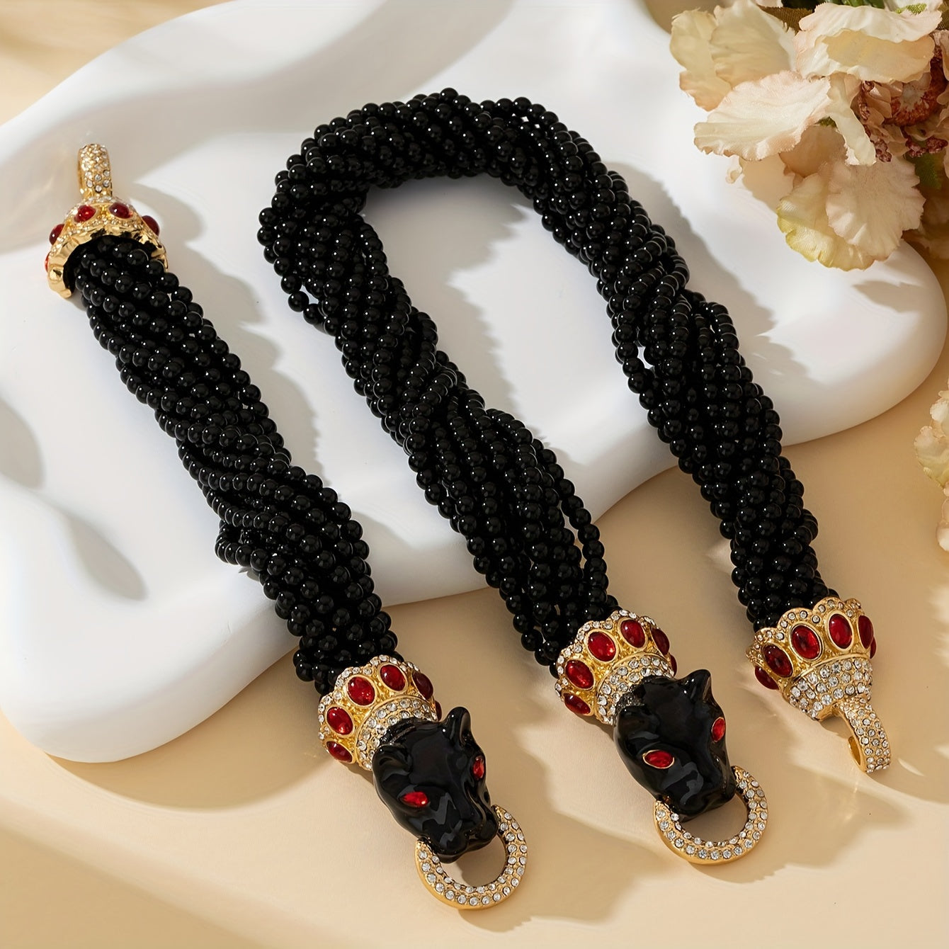 Handcrafted Leopard Print Necklace and Bracelet Set Featuring Unique Heavy Glass Beads and Exaggerated Enamel Clavicle Chain. Perfect for Women's Daily Wear or Festive Gatherings, Adding an Element of Elegance and Luxury to any Outfit.