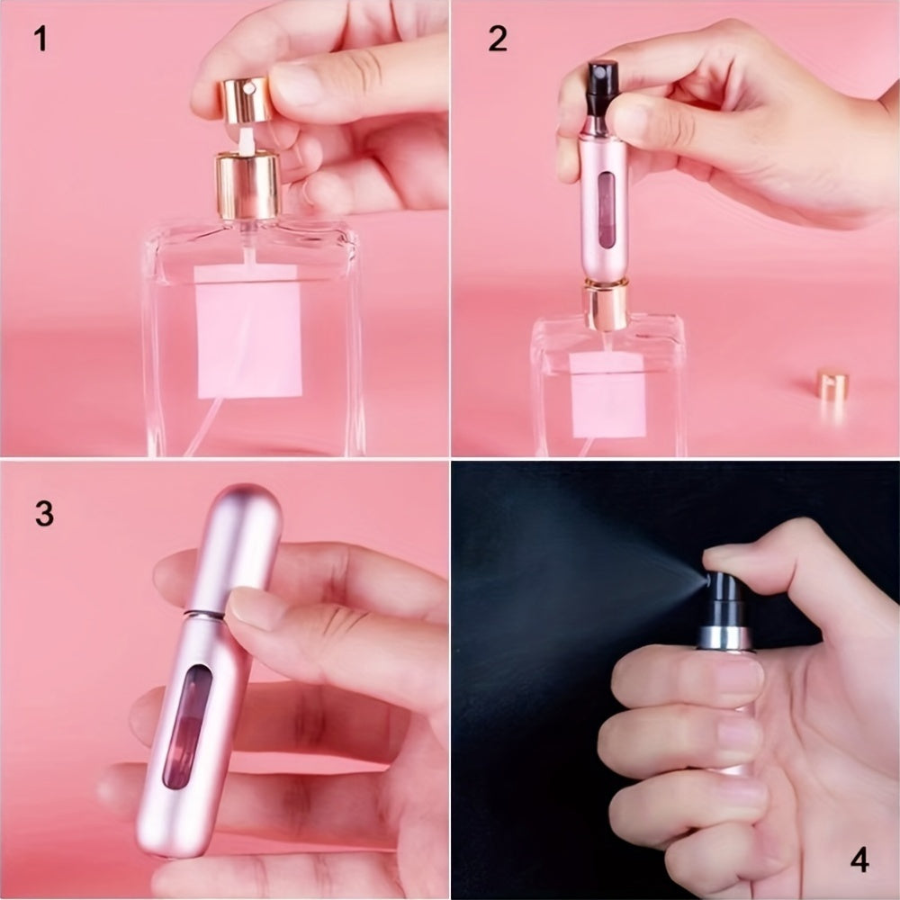 Portable refillable aluminum atomizer spray bottle for travel, car use