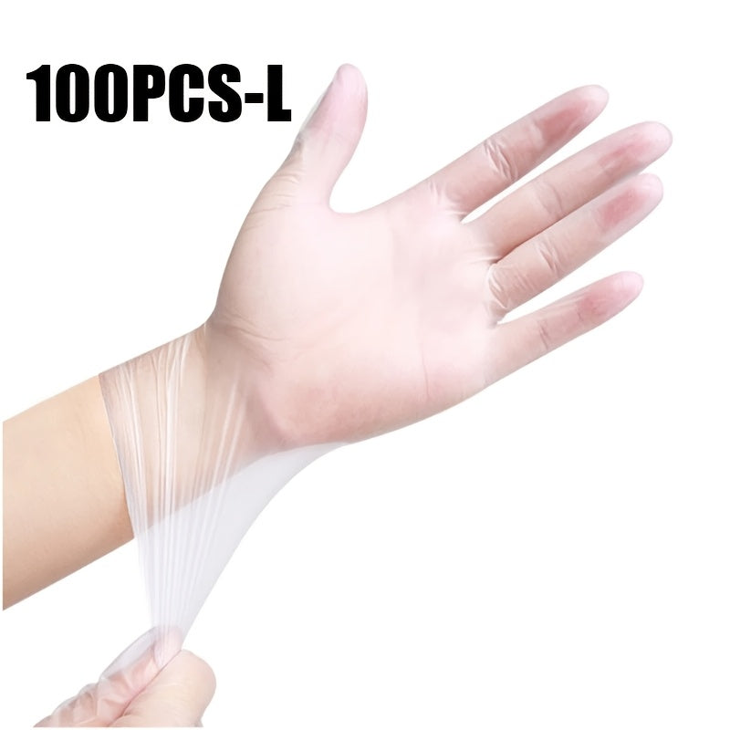 100/200pcs Transparent TPE Gloves: Durable, Waterproof, Powder-Free, Non-Latex, Slip-Resistant for Kitchen, Tattoo, Hair Dyeing, Pet Grooming, Beauty Salon, Household