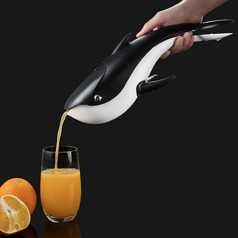 Handheld Fruit Press in Orca Killer Whale Shape, Stainless Steel Manual Citrus Juicer for Extracting Lemon, Orange, and Vegetable Juice