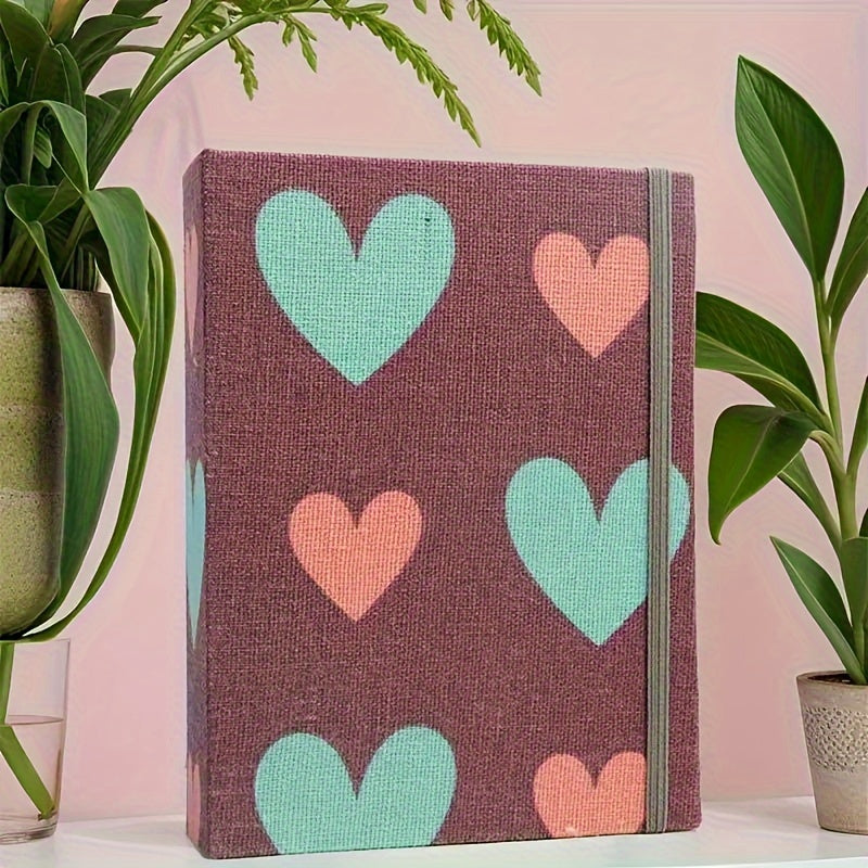 Fabric photo albums with tropical and heart designs, featuring 100 pockets for 6-inch photos. The linen cover and plastic sleeves make it a decorative memory book perfect for pictures, scrapbooking, and home decor.