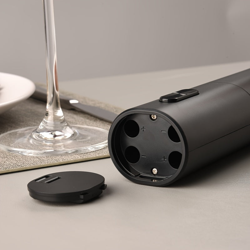 Cheer Moda Electric Wine Opener - sleek black corkscrew with spiral drill, vacuum pump & pourer - 5.33cm x 19.05cm - battery operated (AAA) - perfect for home bar enthusiasts.