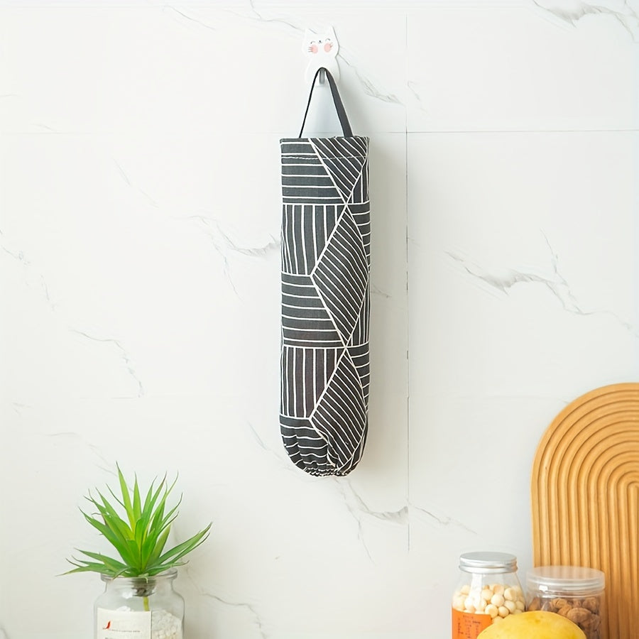 Versatile Hanging Storage Bag with Geometric Pattern for Simple Kitchen Wall Mounting