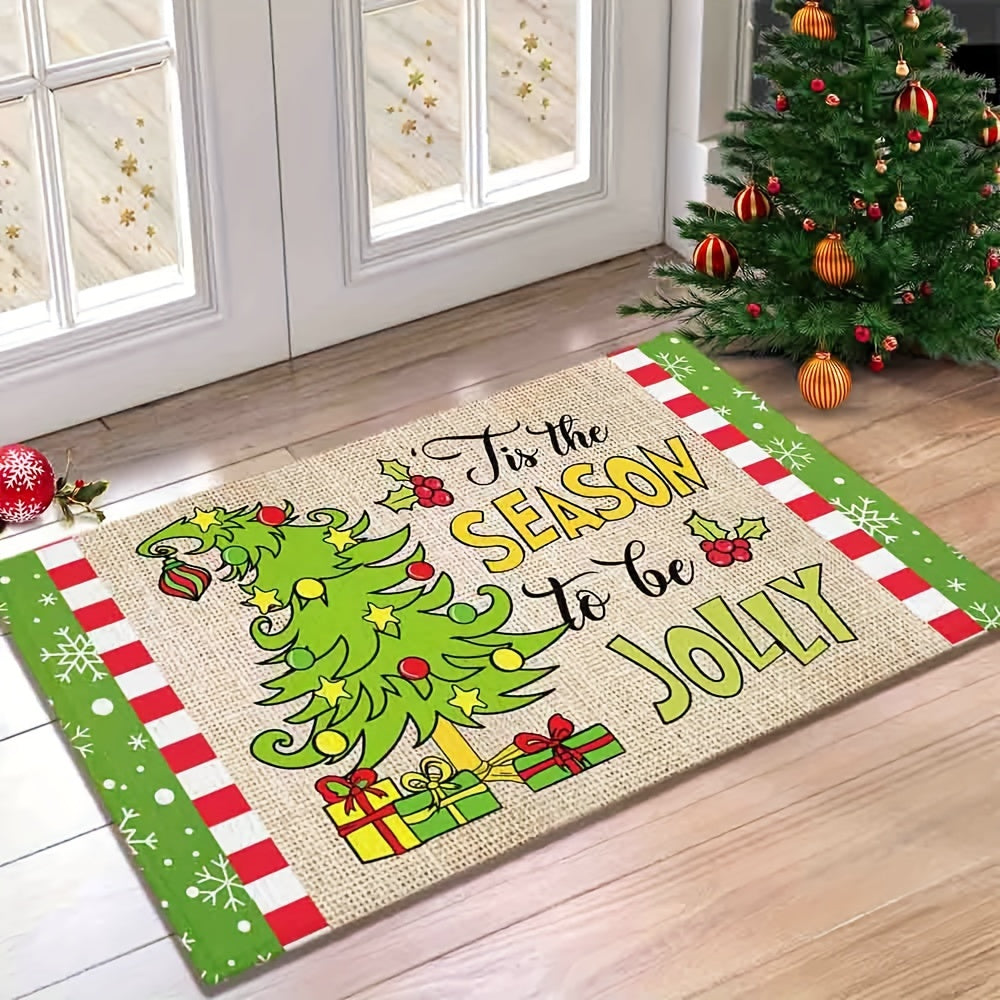 Get into the festive spirit with this Whoville Christmas floor mat! Featuring a delightful Christmas tree design with a green edge snowflake decoration, this non-slip mat is perfect for adding a touch of holiday cheer to your home or outdoor space. Ideal