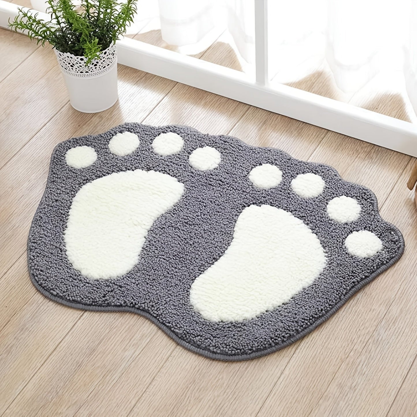 Soft and comfortable gray bathroom rug with non-slip backing made from super absorbent microfiber. Perfect for fall decor, bathroom, kitchen, laundry room, bedroom, shower, and indoor use. Complete your bathroom decorations with this stylish and