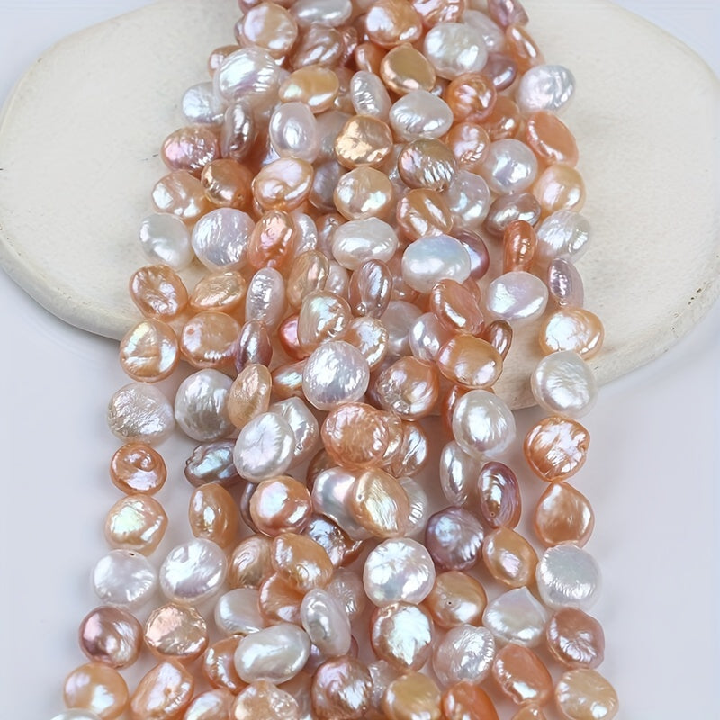 [Customer Favorite] Coin-shaped Freshwater Pearl Beads, 11-12mm Diameter, 20cm Strand in Mixed Colors