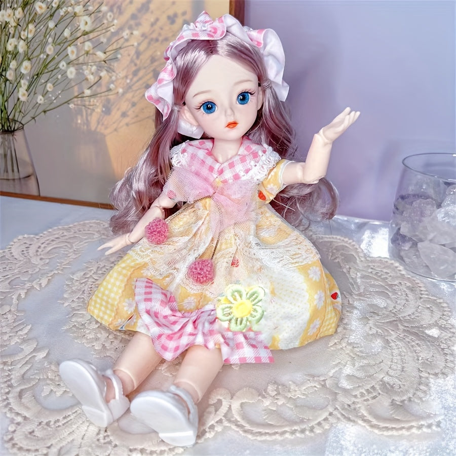 30cm/11.8" BJD Doll with Colorful Eyes and Cute Makeup, Ideal for DIY and Gifting - AKODEERD