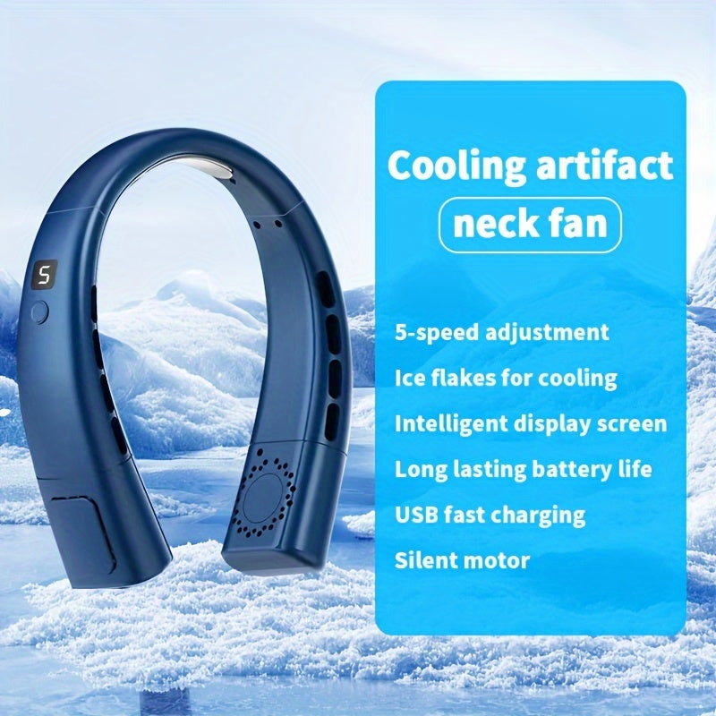 Portable and Quiet Dual Turbo USB Neck Fan with Powerful Airflow, 5-Speed Cooling, Long Battery Life - Perfect for Sports, Travel, and Back to School in 2025