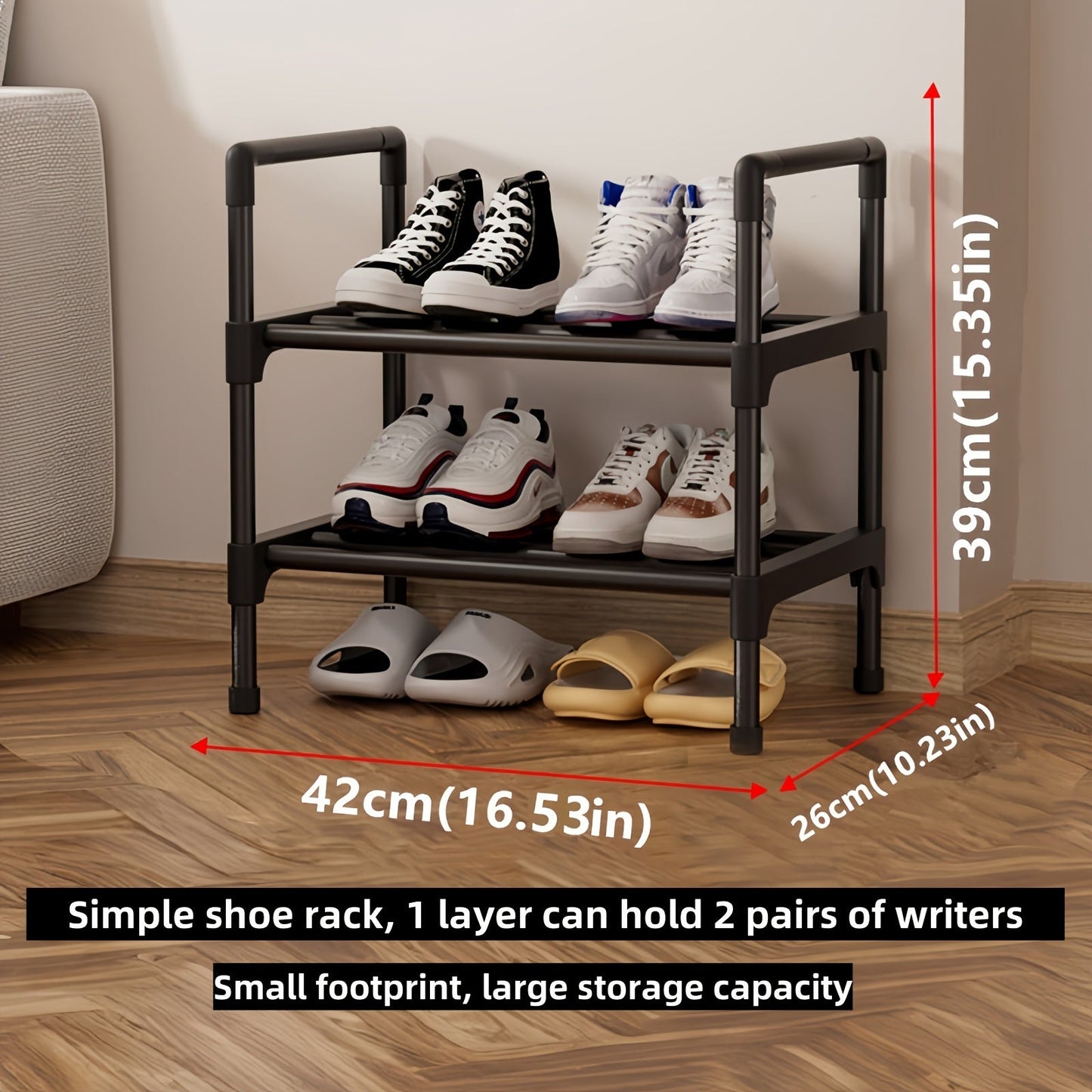 Adjustable 1 to 5 Tier Shoe Rack made of Metal & Plastic, Standalone Organizer for Bedroom, Hallway, Bathroom, Office - Iron Finish Floor Mount Storage Shelf.