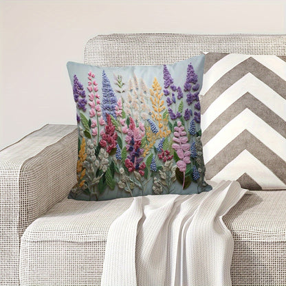 Soft and durable floral embroidered pillowcase with invisible zipper closure. Perfect for decorating bedroom bedding and sofa. Pillow insert not included.