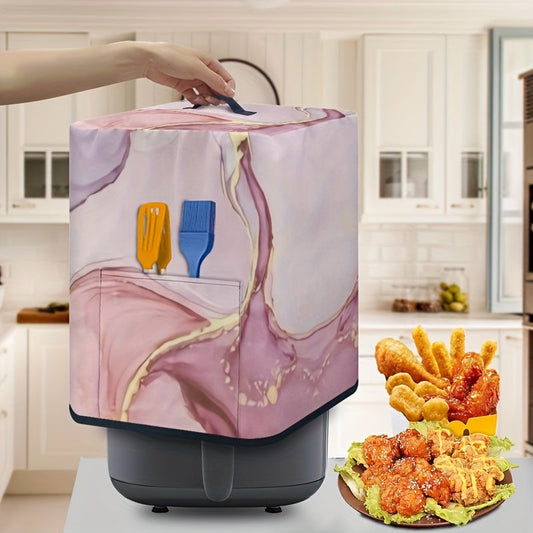 Protect your air fryer with handle with a marble texture dust cover that is waterproof. This instant pot pressure cooker accessory also fits universal electric appliances and comes with a convenient pocket for storage.