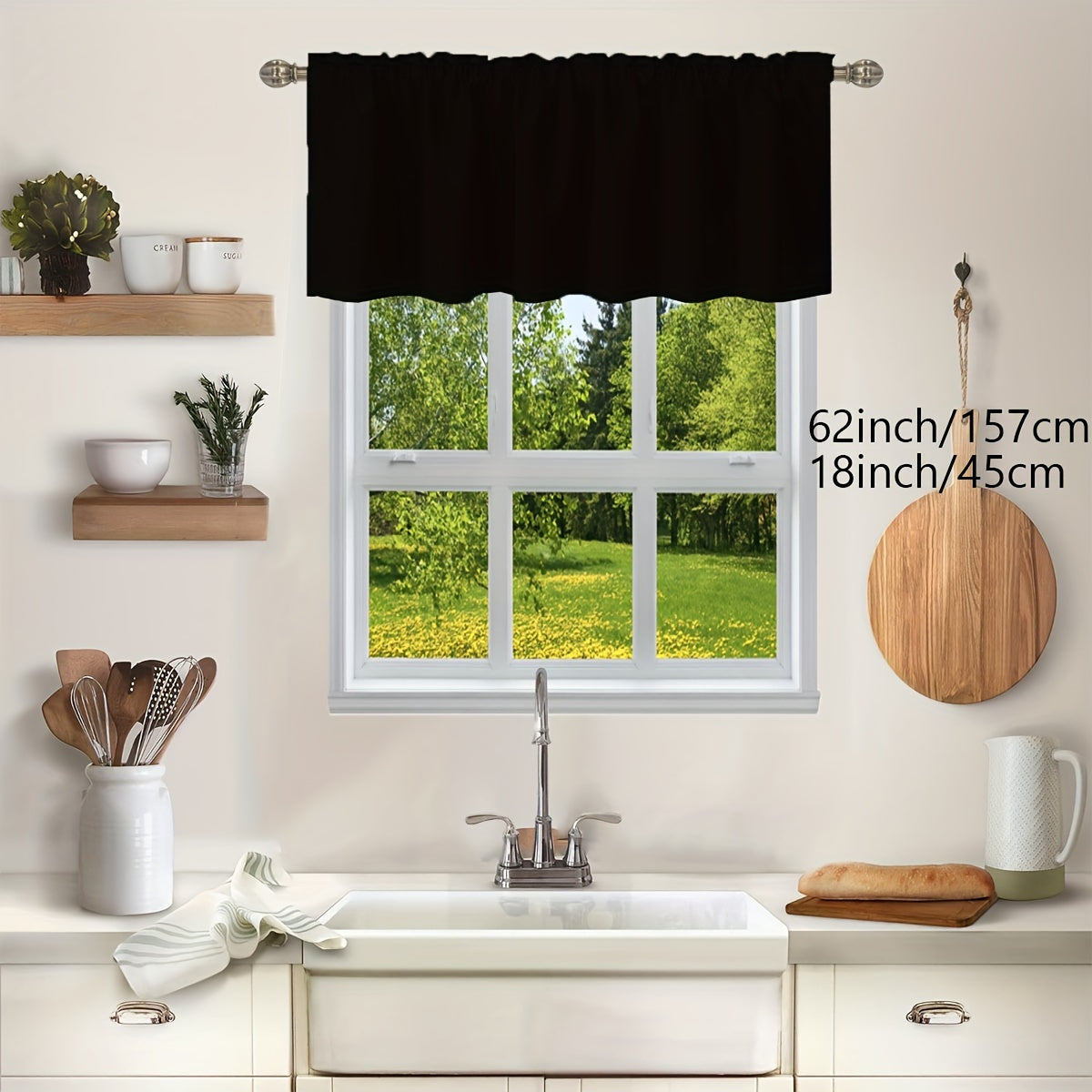 1PC Curtain for Kitchen, Living Room, Bedroom, and Home Decor, Light-Blocking and Heat-Insulating