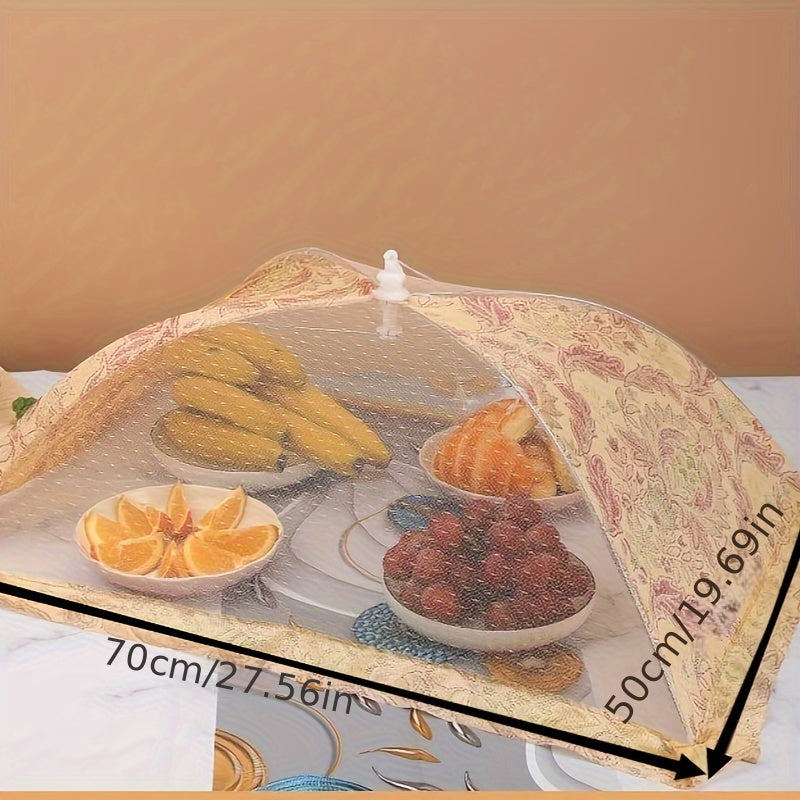 Royal style foldable dish cover for fly-proofing and protecting food outdoors. Ideal for home kitchens, outdoor parties, picnics, barbecues, and kitchen supplies.