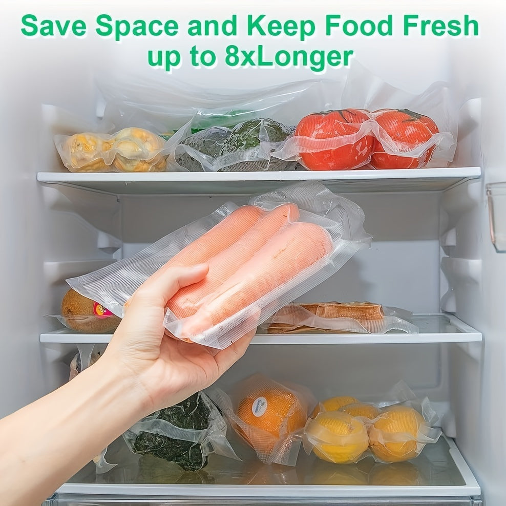 Transparent disposable textured roll bag with a single-sided mesh for sealing, ideal for storing cured meat, grain, fruits, and vegetables. Perfect for kitchen organization and storage, also a handy kitchen accessory.