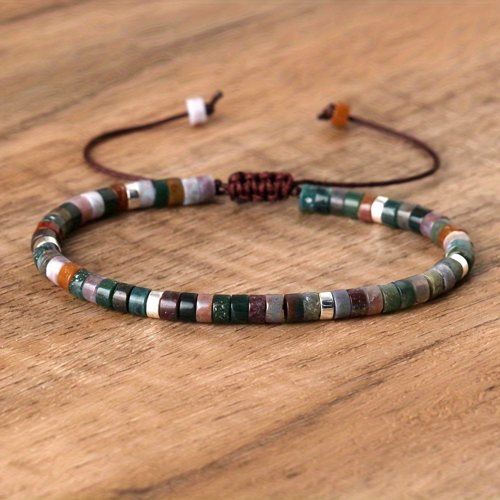 Women's boho style adjustable hand string jewelry decoration made with colorful mini natural stone beads.