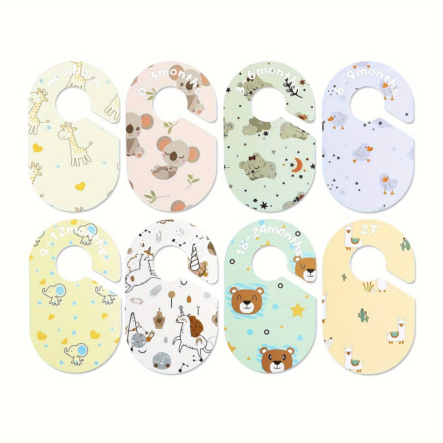 Set of 8 Animal Theme Baby Closet Dividers - Organize Nursery Wardrobe Ages 0-24 Months, Newborn to Toddler PP Separators, Perfect Baby Shower Gift.