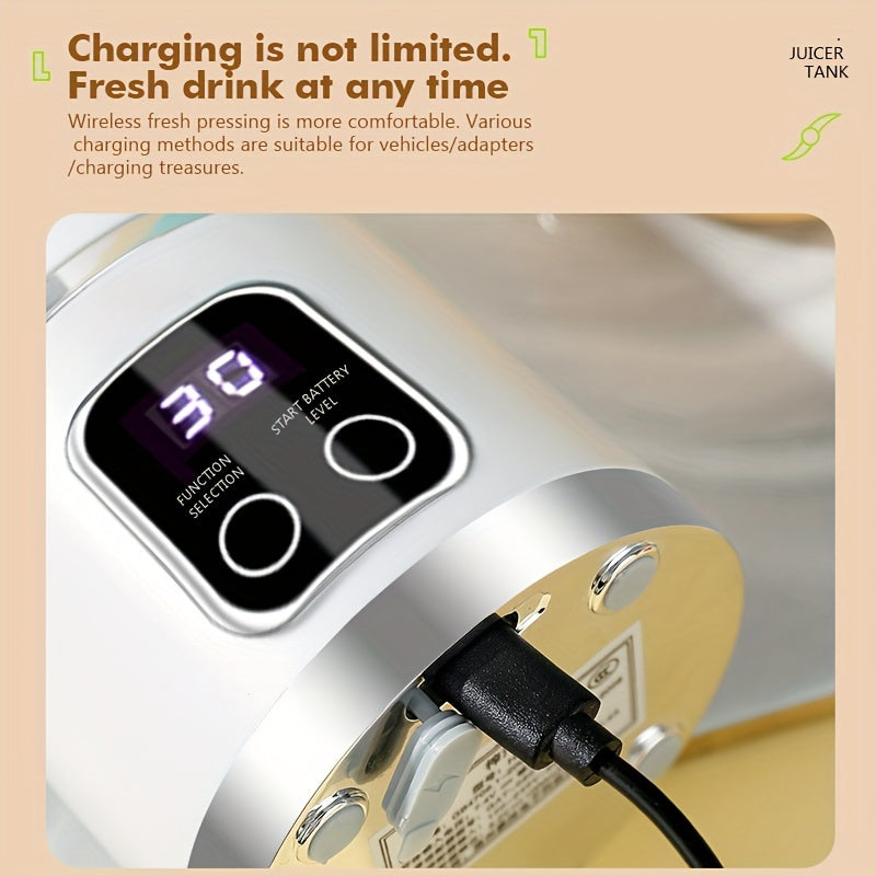 3-Mode Portable Blender: Rechargeable via USB, Perfect for Fresh Juices & Smoothies, Features Digital Display, Easy to Clean, Great for Travel and Outdoor Use, Top-of-the-Line Kitchen Accessory