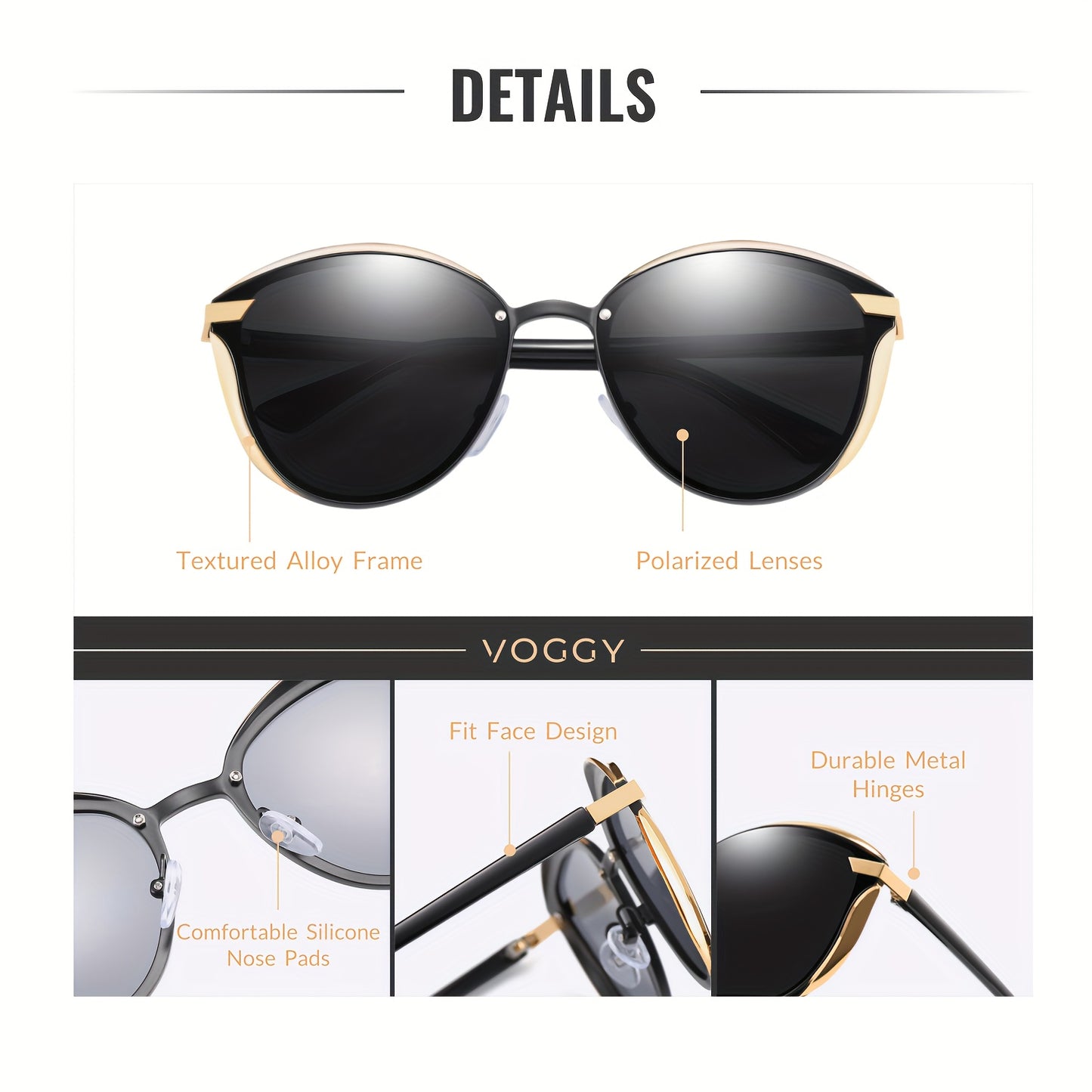 VOGGY Retro Butterfly Polarized Fashion Glasses for Men & Women - Metal Frame, Ideal for Driving, Hiking, Cycling, Fishing, Travel & Parties