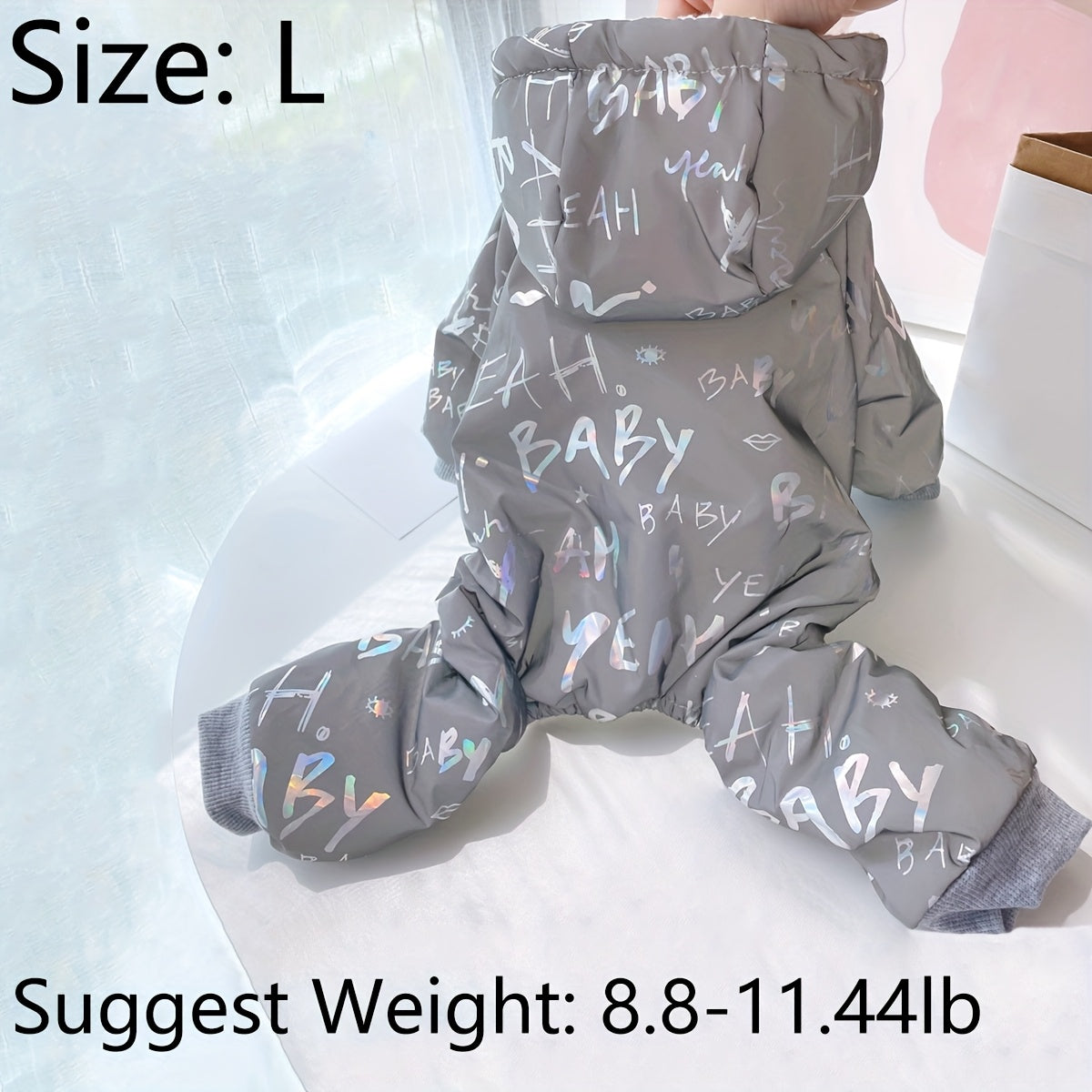 Night Reflective Grey Pet Clothes for Cats and Dogs, Suitable for Autumn and Winter.