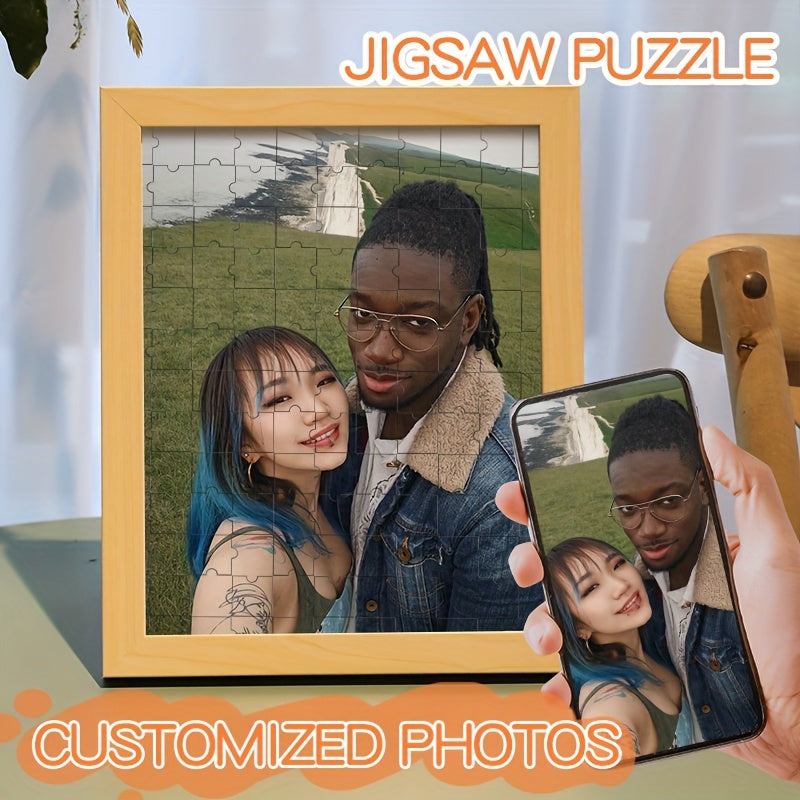 Create Your Own Photo Puzzle Frame with DIY Wooden Blocks - a Unique and Personalized Gift for Your Partner on Special Occasions like Anniversaries, Weddings, Valentine's Day, or to Add a Touch of Personalized Home Decor