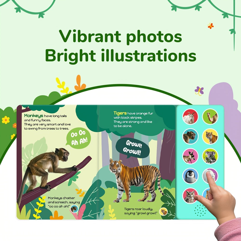 Bear Tale® Tiny Ears Big Roars is a 10-button sound book for children, featuring wild animals. It is an interactive audio book for learning, making it an ideal gift for toddlers.