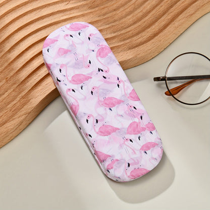 Durable Faux Leather Women's Glasses Case with Stylish and Chic Flamingo Print - A Fashionable Accessory