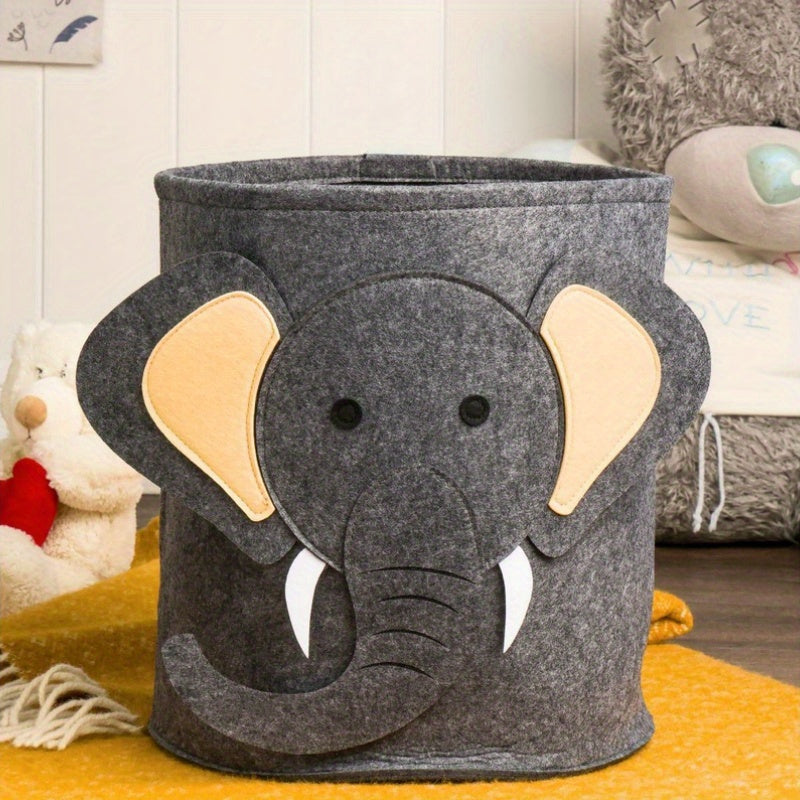 Cartoon animal fabric storage basket, perfect for organizing toys, clothes, and shoes. This multipurpose folding container is great for use in the home, bedroom, dorm, bathroom, or laundry room. Unfinished plush design adds a touch of fun to your storage