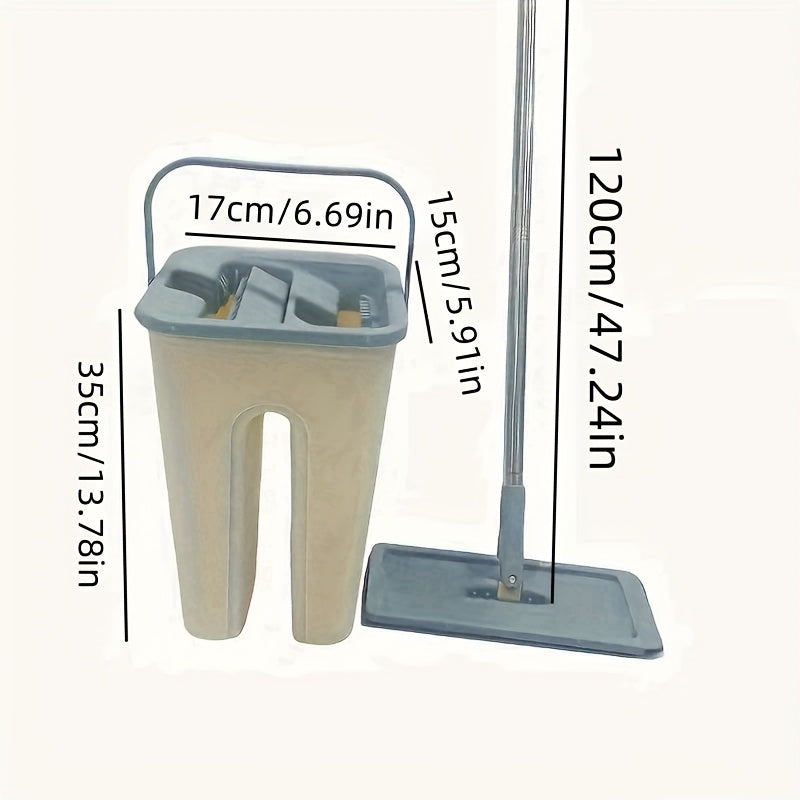 Effortlessly clean your floors with the Easy-Wring 2-in-1 Mop and Bucket Set. Featuring a thick, durable microfiber pad, this set is perfect for efficiently cleaning floors, tiles, hardwood, and laminate surfaces. Ideal for use in the kitchen, bathroom