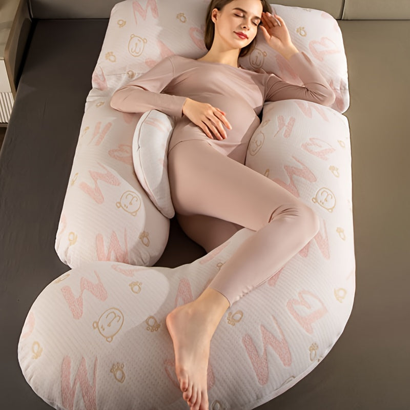 Maternity Pillow for Side Sleeping with G-Shaped Design - Offers Waist Support and Belly Relief, Ideal for Pregnancy Comfort.