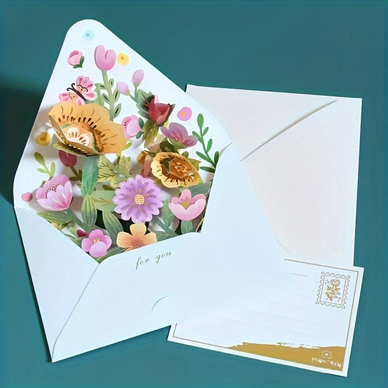 1 Flower Style Greeting Card with Envelope, Creative 3D design for Eid Al-Adha Mubarak