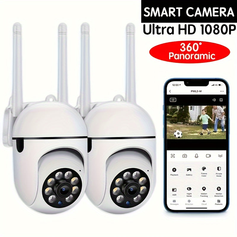 Upgrade your surveillance system with the Teruhal 1080P HD Wireless WiFi Camera featuring PTZ, Auto-Tracking, Alerts, and Color Night Vision. This camera is USB powered and offers 350° horizontal and 90° vertical rotation, as well as two-way audio for