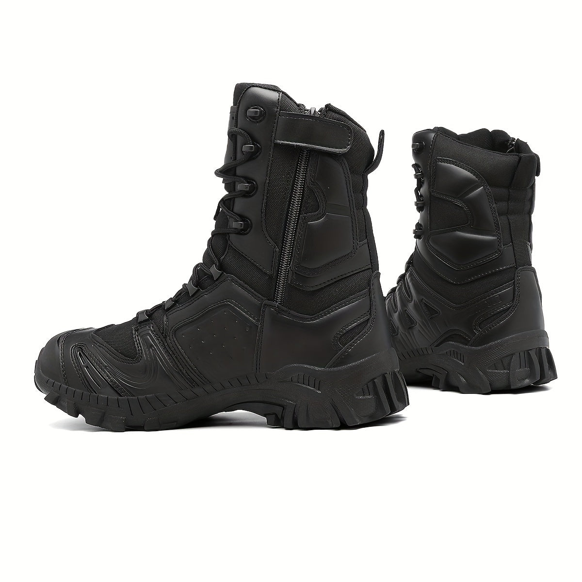 Men's high top hiking boots with zipper, ideal for outdoor mountain climbing. Comfortable, non-slip, and durable.